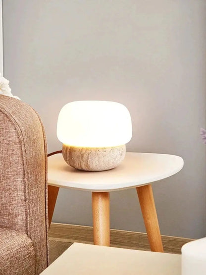 Juliette Travertine Mushroom LED Lamp