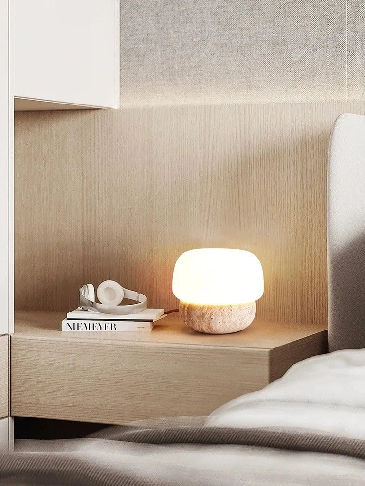 Juliette Travertine Mushroom LED Lamp