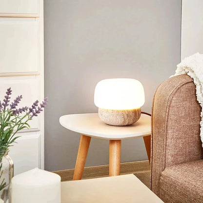 Juliette Travertine Mushroom LED Lamp