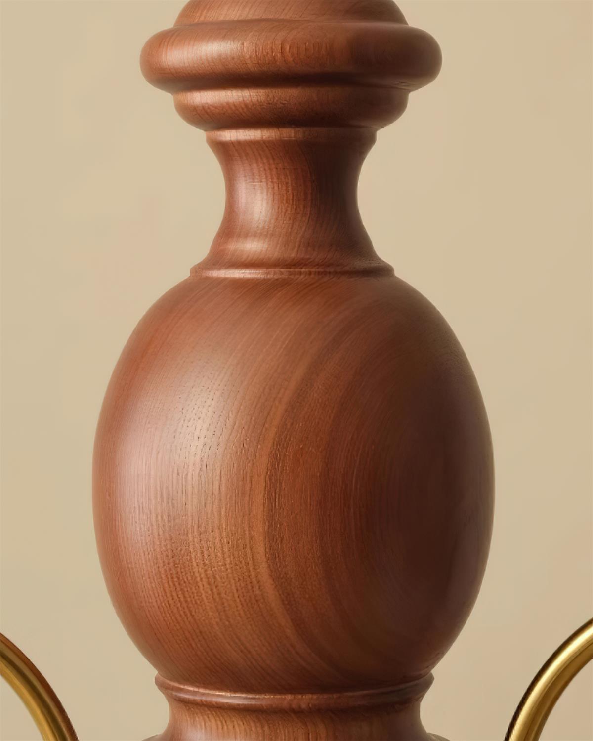 Lustre Céleste en bois, abat-jour en verre floral avec bras en métal