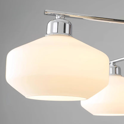 Lustre Béatrice rétro, abat-jour en verre avec structure en bois et métal