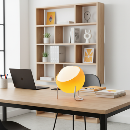 Margaux Bauhaus Dome Table Lamp with Curved Metal Base