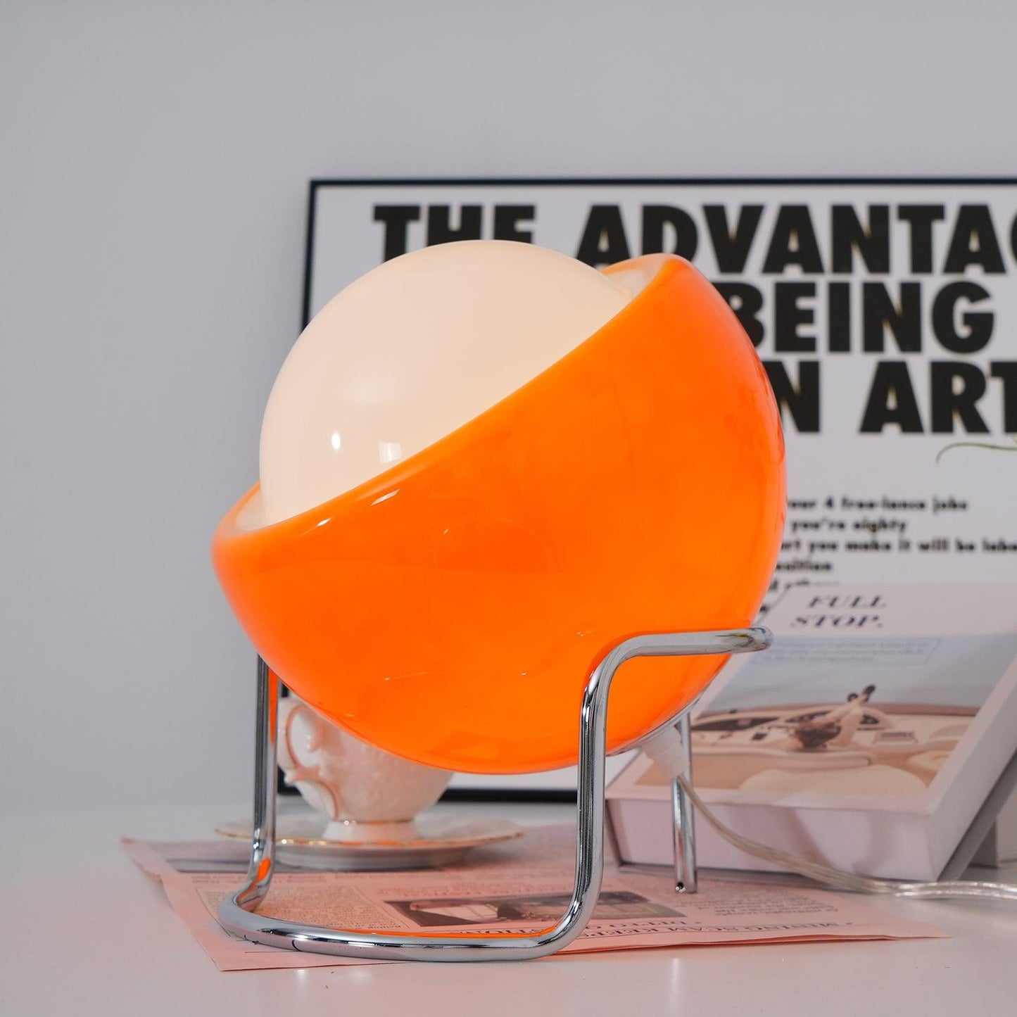 Margaux Bauhaus Dome Table Lamp with Curved Metal Base
