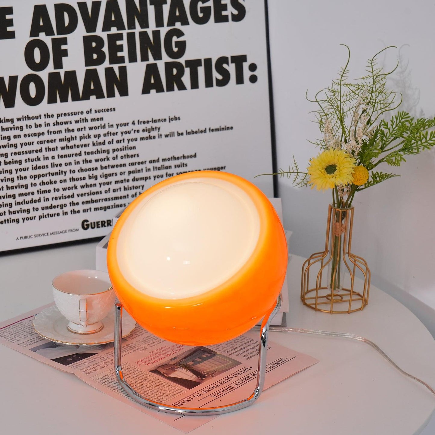 Margaux Bauhaus Dome Table Lamp with Curved Metal Base