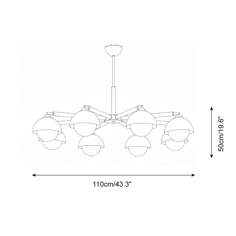 Élise Chandelier, Globes en Acrylique avec Accents en Bois