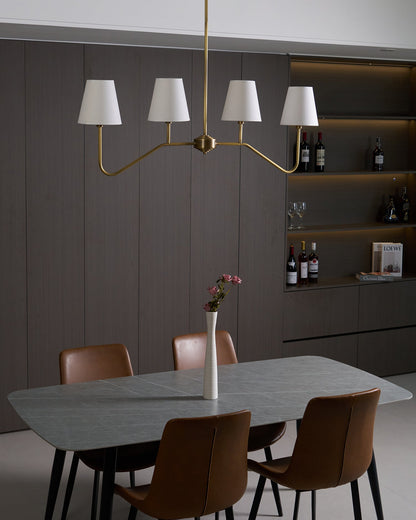 Colette Linear Brass Fabric Shade Chandelier