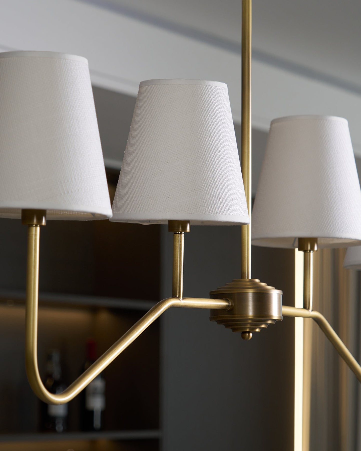 Colette Linear Brass Fabric Shade Chandelier