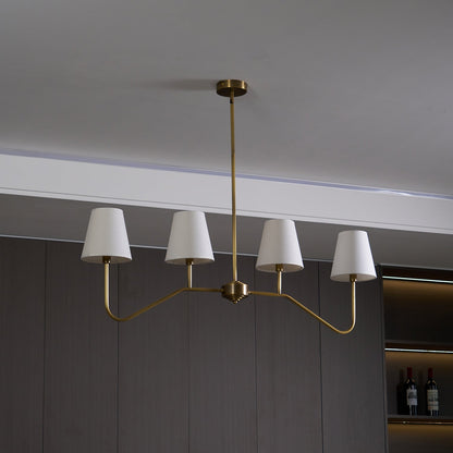 Colette Linear Brass Fabric Shade Chandelier