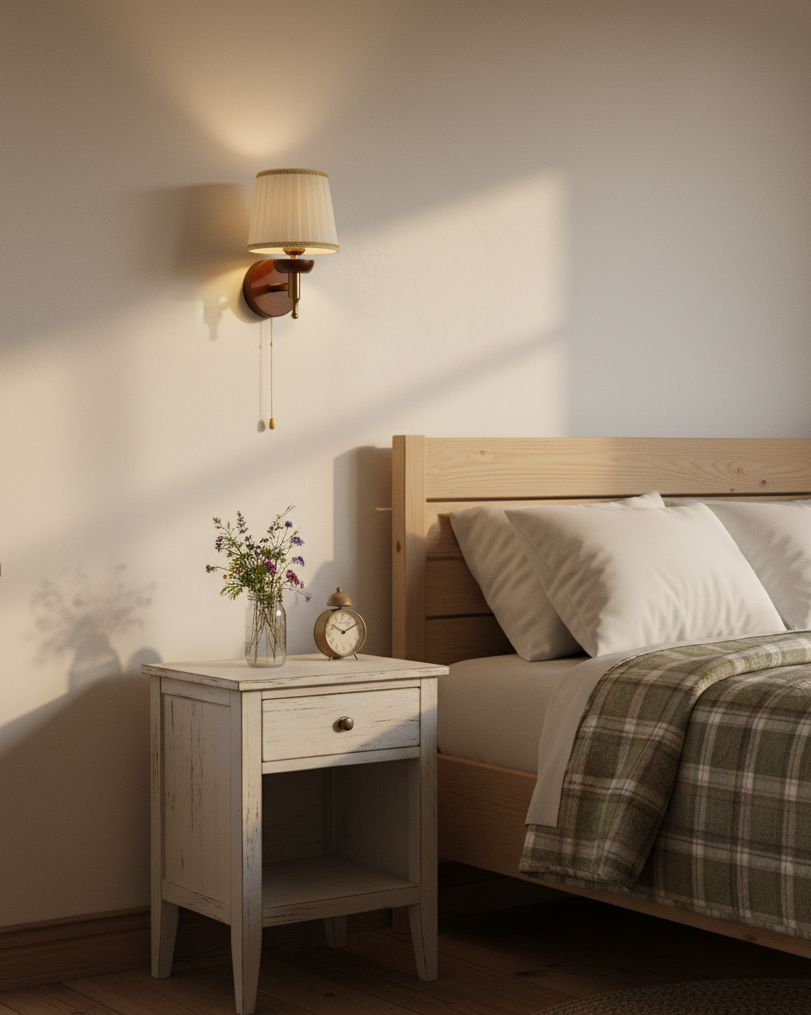 Applique murale Isabelle Blixen Bois et Tissu Éclairage classique