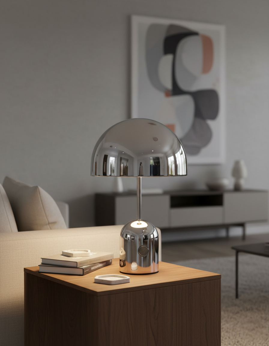 Émilie Portable Glossy LED Table Lamp with Modern Curves