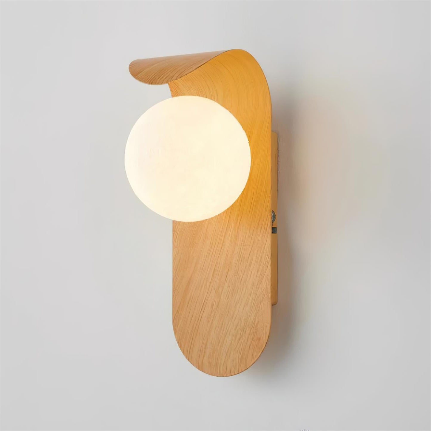 Amélie Carlyle Wall Lamp with Frosted Globe and Wood Base