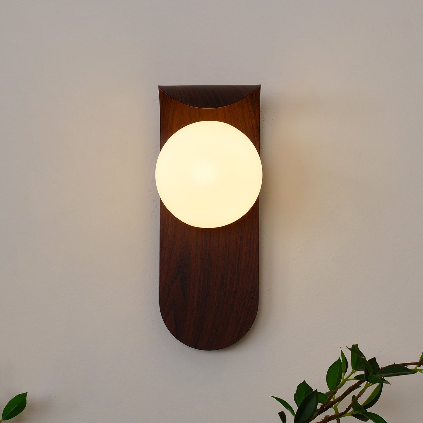 Amélie Carlyle Wall Lamp with Frosted Globe and Wood Base
