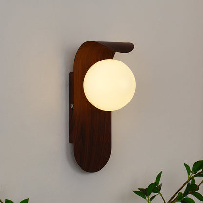 Amélie Carlyle Wall Lamp with Frosted Globe and Wood Base