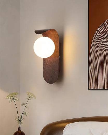 Amélie Carlyle Wall Lamp with Frosted Globe and Wood Base