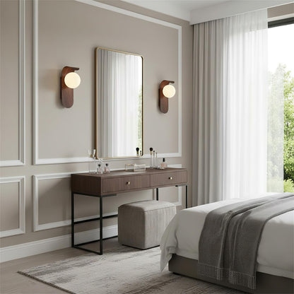 Amélie Carlyle Wall Lamp with Frosted Globe and Wood Base