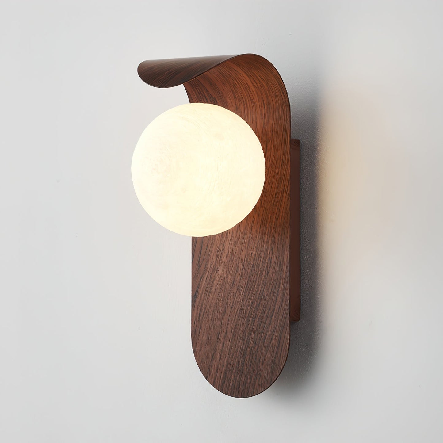 Amélie Carlyle Wall Lamp with Frosted Globe and Wood Base