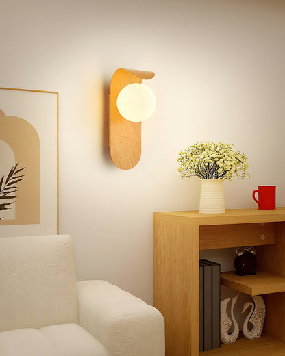 Amélie Carlyle Wall Lamp with Frosted Globe and Wood Base