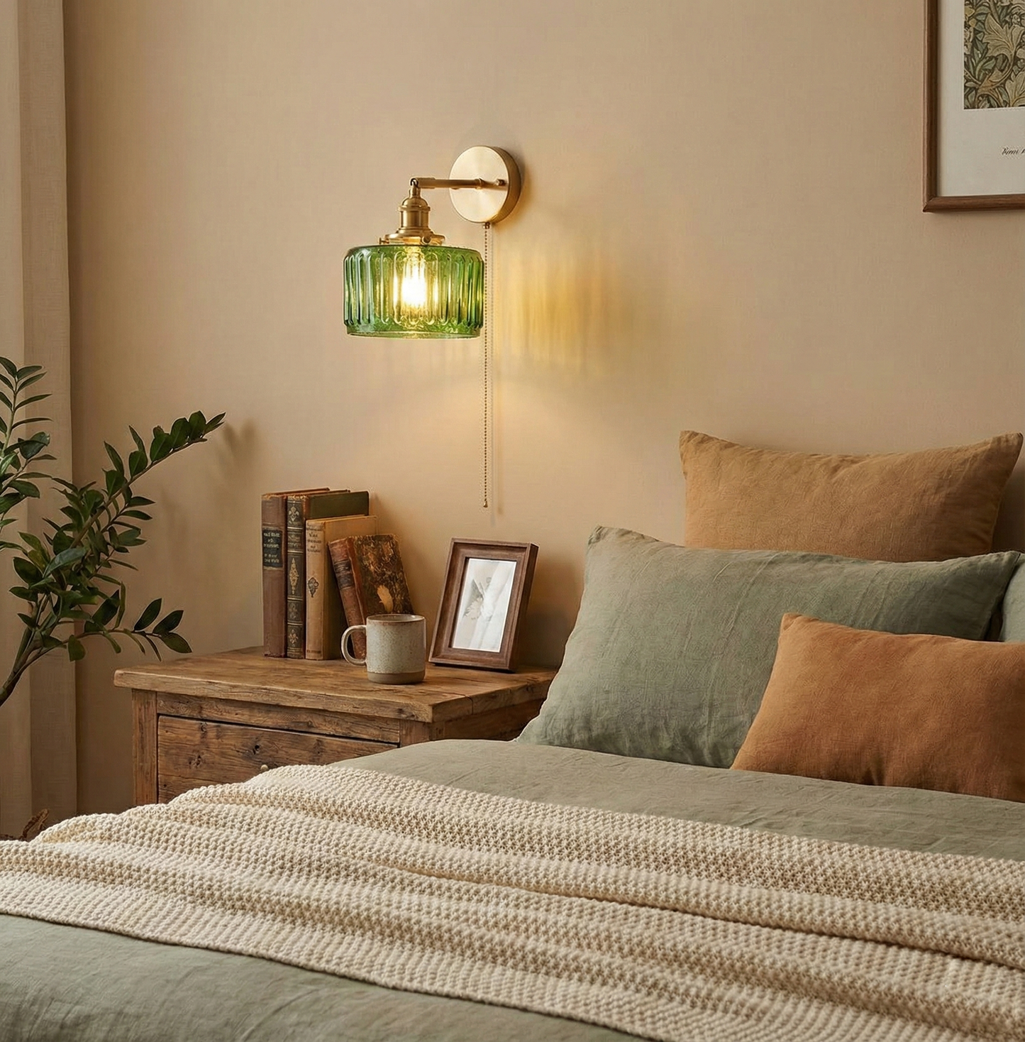 Éliane Cavella Round Wall Lamp with Textured Glass Shade