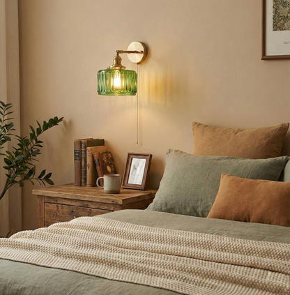 Éliane Cavella Round Wall Lamp with Textured Glass Shade