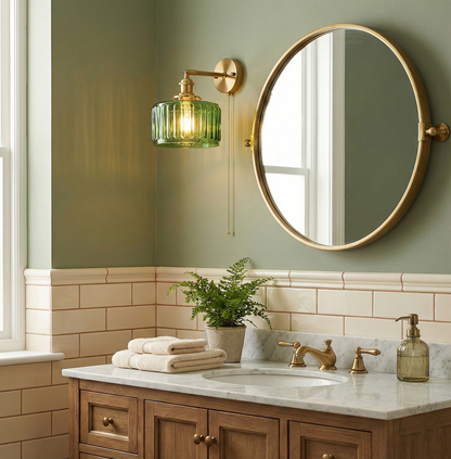 Éliane Cavella Round Wall Lamp with Textured Glass Shade