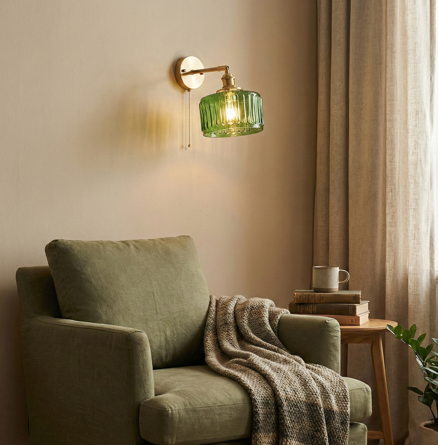 Éliane Cavella Round Wall Lamp with Textured Glass Shade