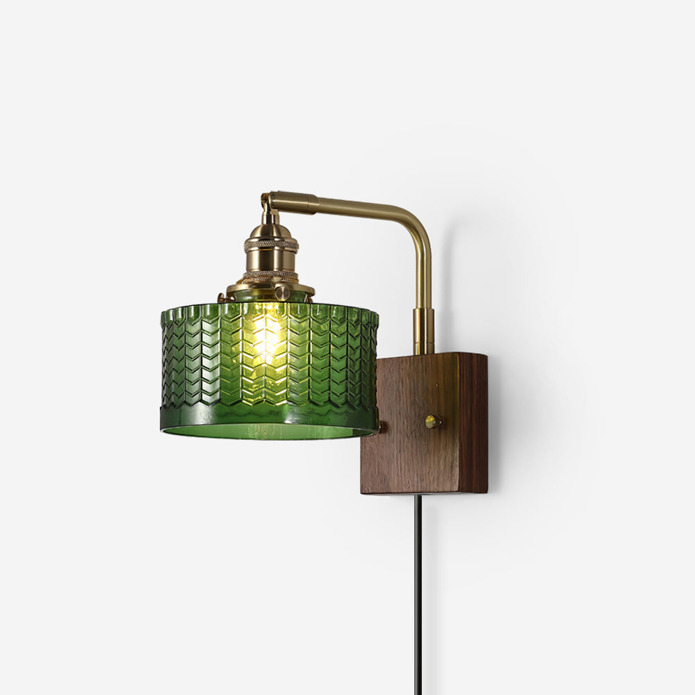Applique murale enfichable Camille Cavella avec verre écaillé vert et transparent