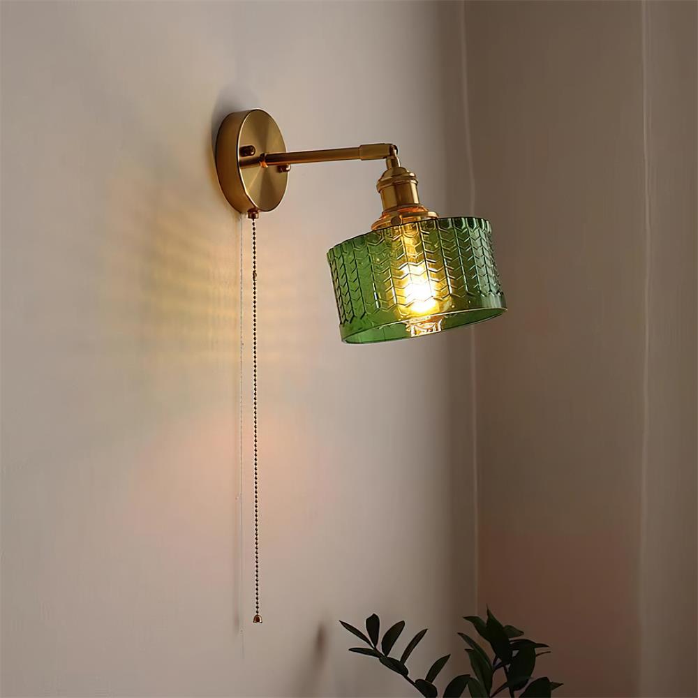 Éliane Cavella Round Wall Lamp with Textured Glass Shade