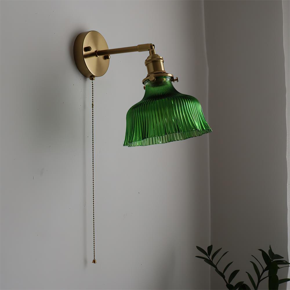 Éliane Cavella Round Wall Lamp with Textured Glass Shade