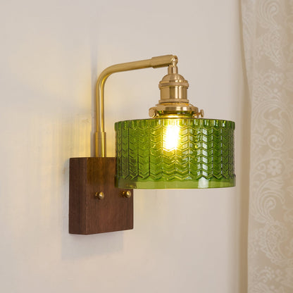 Applique murale Eléonore Cavella avec abat-jour en verre écaillé vert
