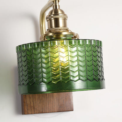 Applique murale Eléonore Cavella avec abat-jour en verre écaillé vert