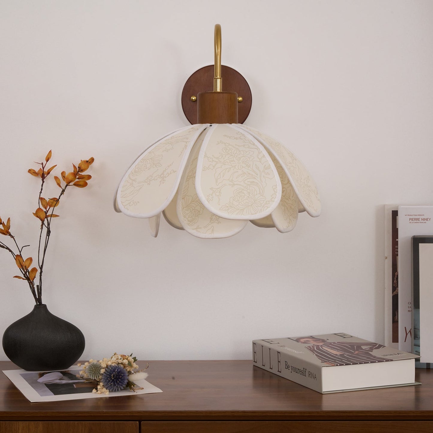 Docos Ciena Petal Applique Murale Luminaire Élégant en Métal et Tissu