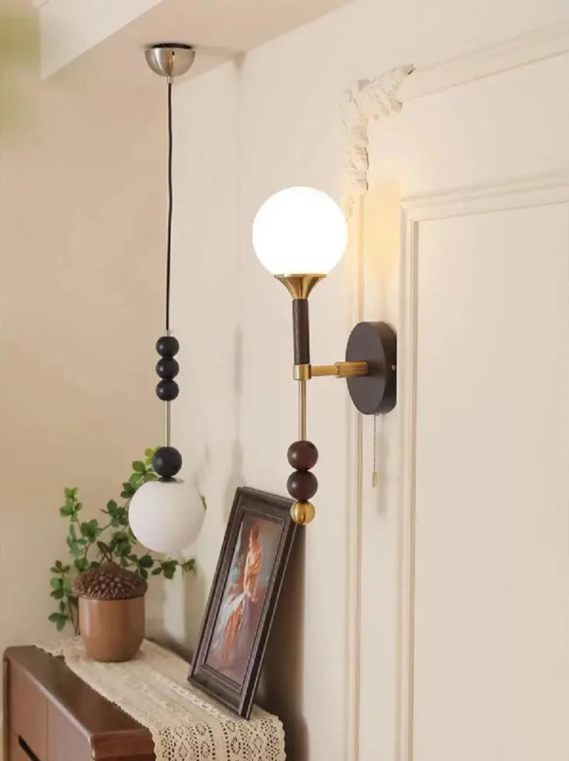 Applique Murale Globe en Bois et Verre Camille Colonia