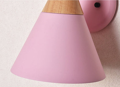 Sophie Colored Bell Metal & Wood LED Wall Light