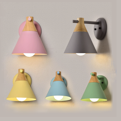 Sophie Colored Bell Metal & Wood LED Wall Light