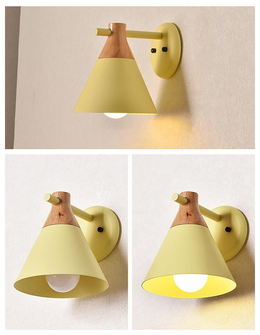 Sophie Colored Bell Metal & Wood LED Wall Light