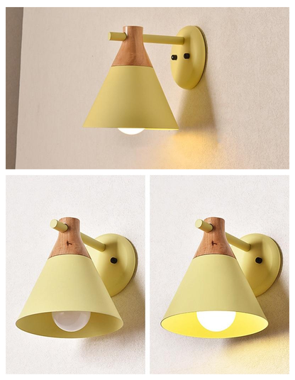 Sophie Colored Bell Metal & Wood LED Wall Light