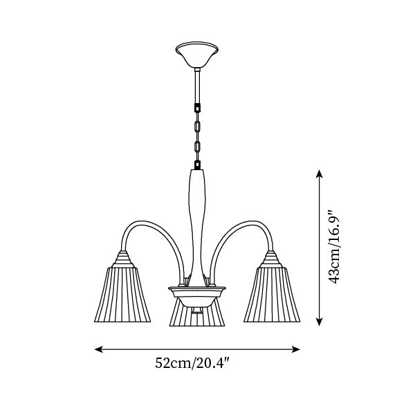 Sophie Chandelier, laiton élégant et bois foncé avec abat-jour en tissu