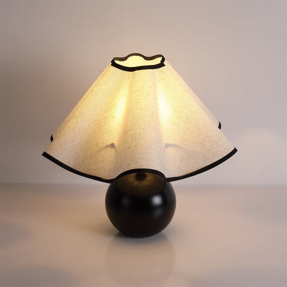 Clara Wooden Table Lamp with Draped Fabric Shade