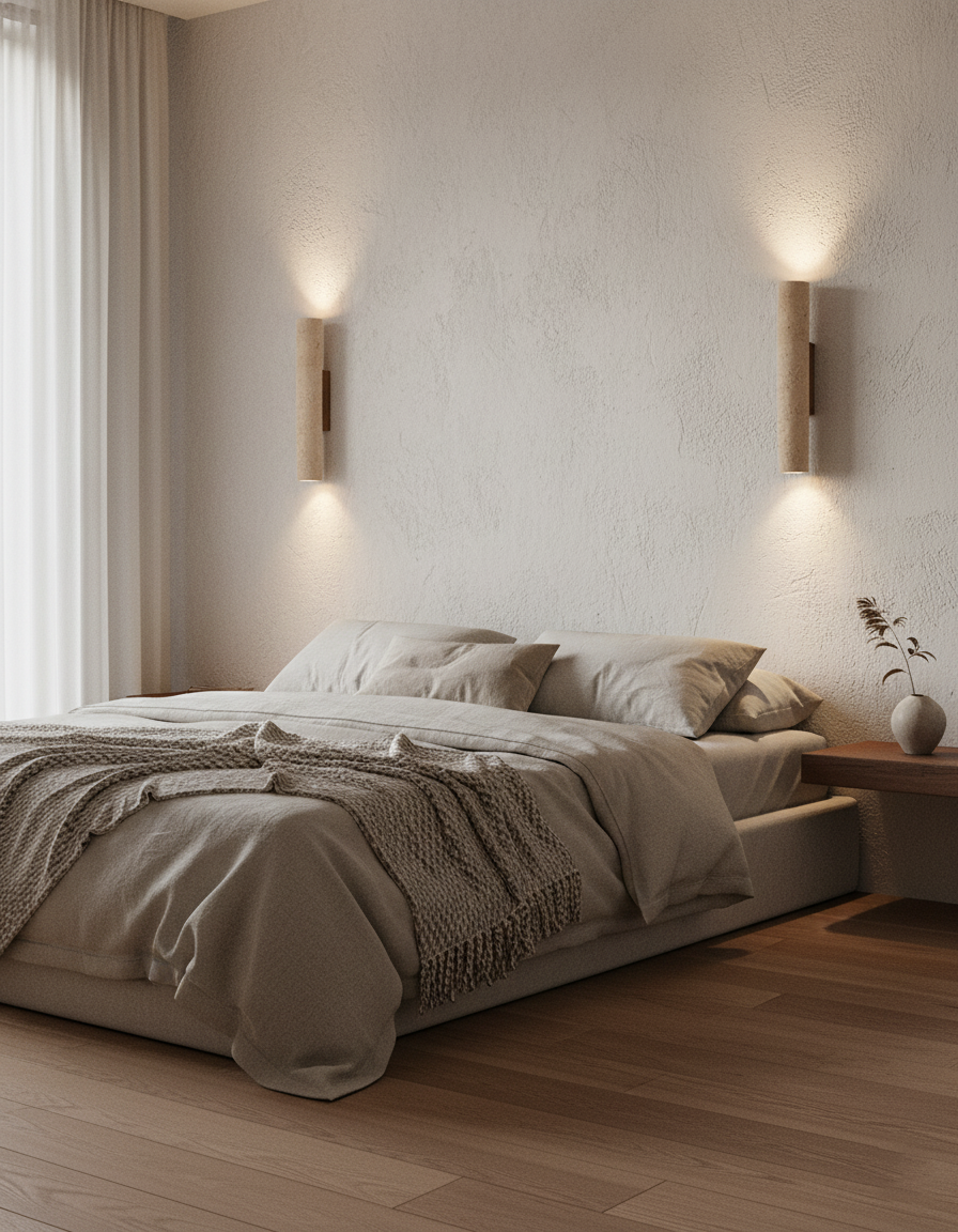 Aurélie Core Wall Lamp Wood and Travertine LED Lighting