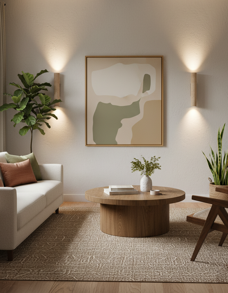 Aurélie Core Wall Lamp Wood and Travertine LED Lighting