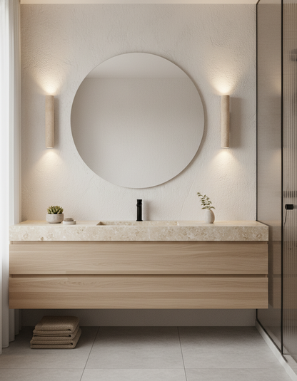 Aurélie Core Wall Lamp Wood and Travertine LED Lighting