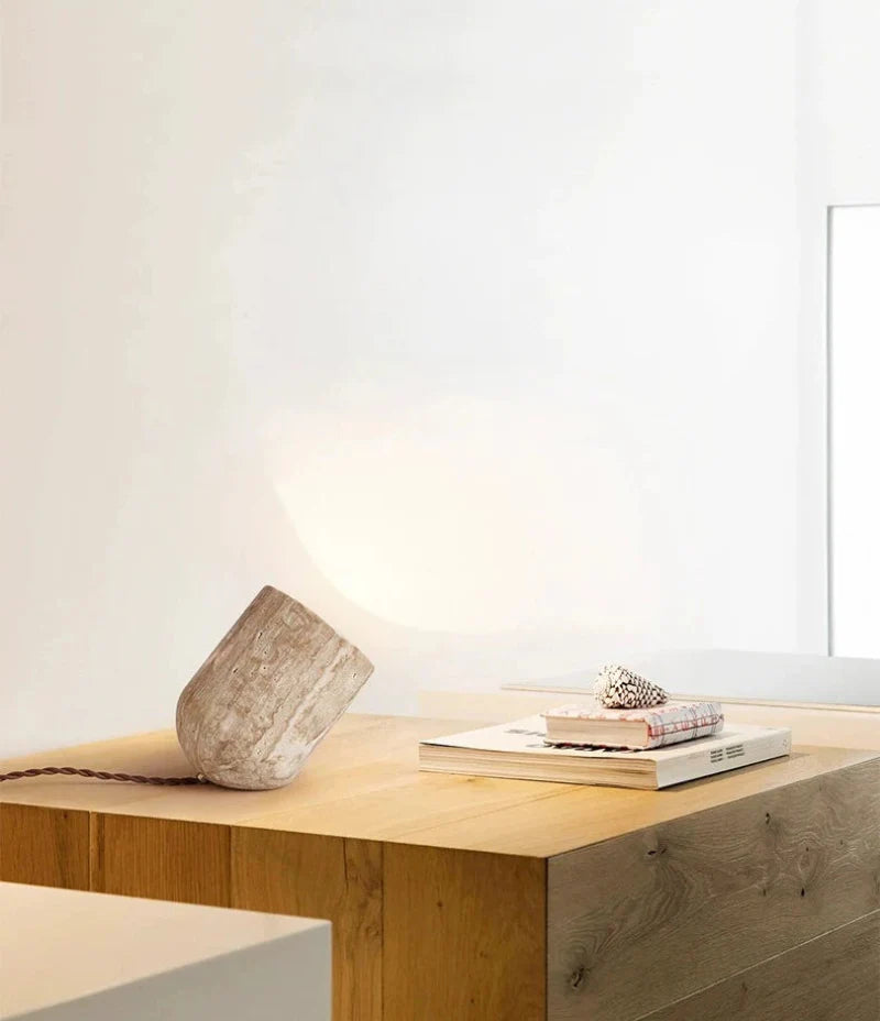 Elodie Travertine Sculptural Lamp