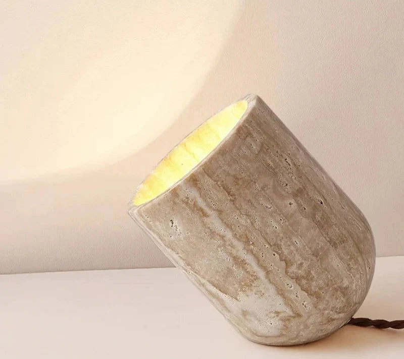 Elodie Travertine Sculptural Lamp