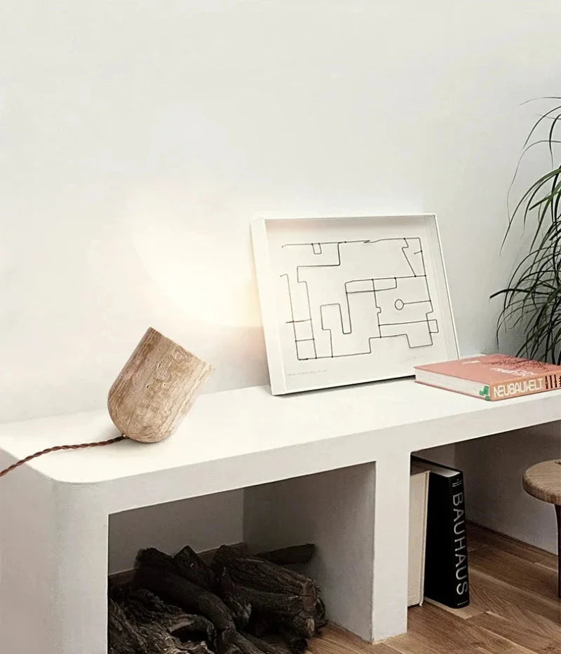 Elodie Travertine Sculptural Lamp