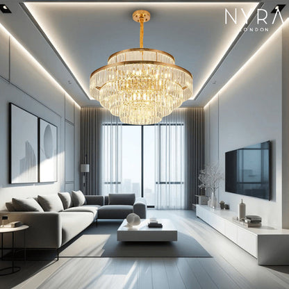 Lustre en cristal doré glamour Mathilde