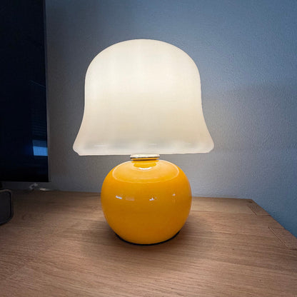 Lampe de Table Giulia Crème Champignon avec Abat-jour en Verre Émaillé