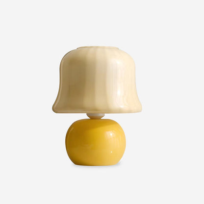 Lampe de Table Giulia Crème Champignon avec Abat-jour en Verre Émaillé