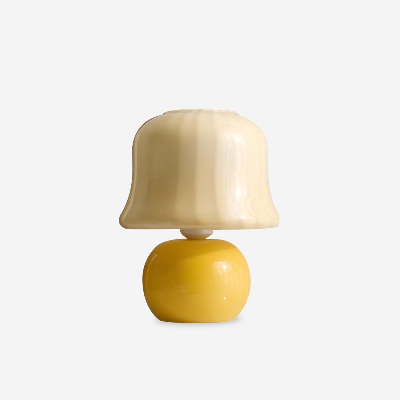 Lampe de Table Giulia Crème Champignon avec Abat-jour en Verre Émaillé