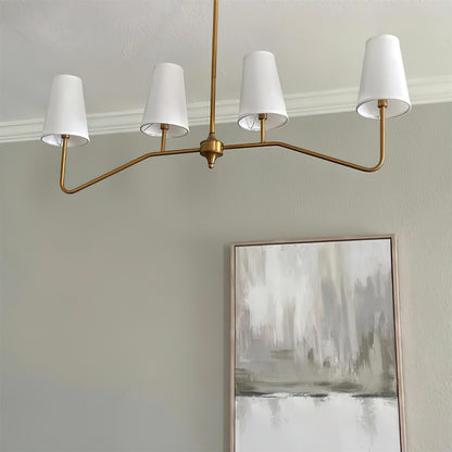 Colette Linear Brass Fabric Shade Chandelier