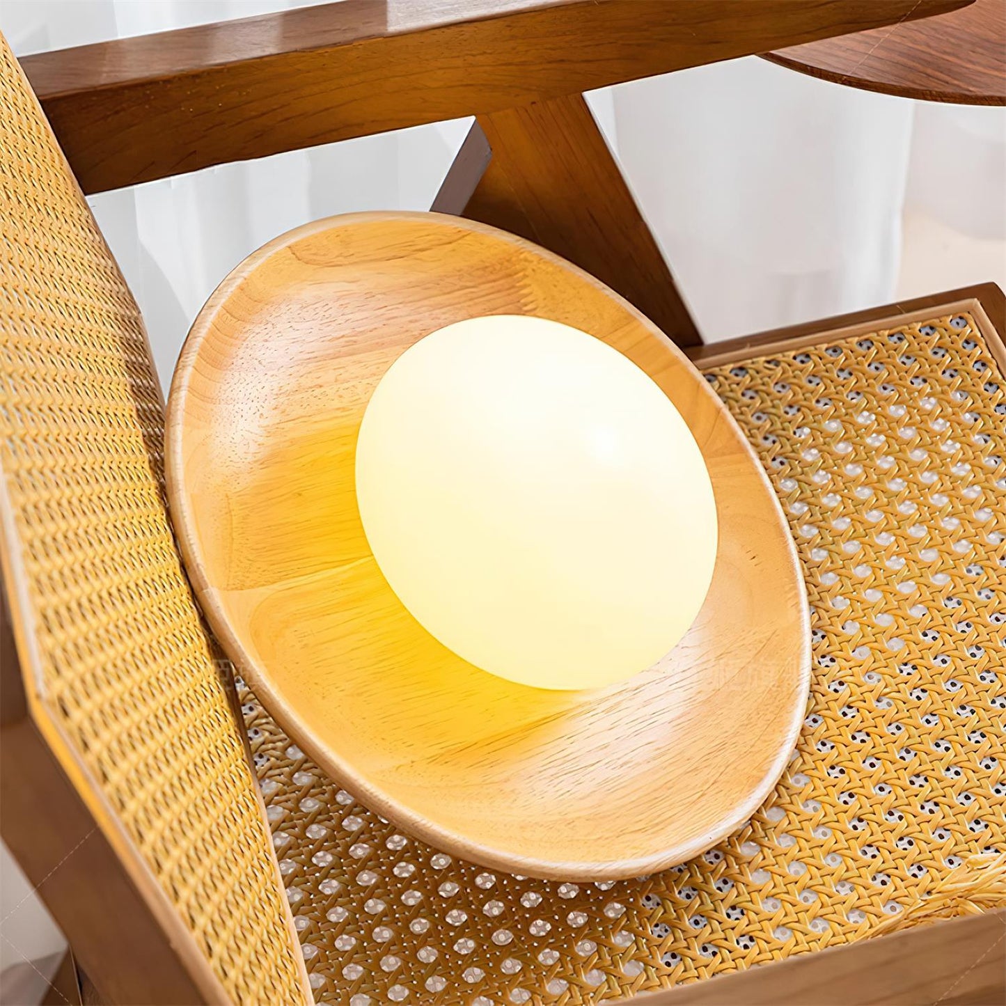 Sophie Dura Round Wall Lamp – Modern Wood & Glass Indoor Lighting
